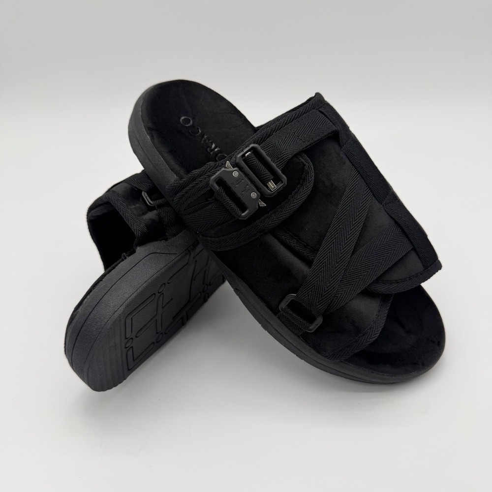 Draco Slides New Mens 11-12 fits 10.5thru 12 Phantom Black Buckle Lounge Slides